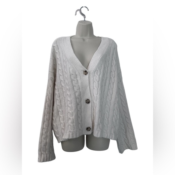 Abercrombie & Fitch Women’s S Cable Knit Button Cardigan Ivory Heavyweight Cozy - Picture 1 of 8
